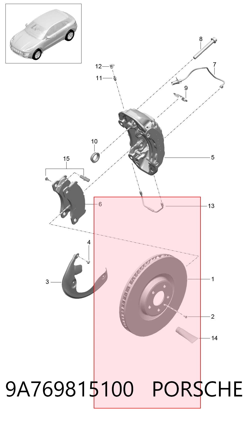 9A769815100 Porsche Передні гальмівні колодки