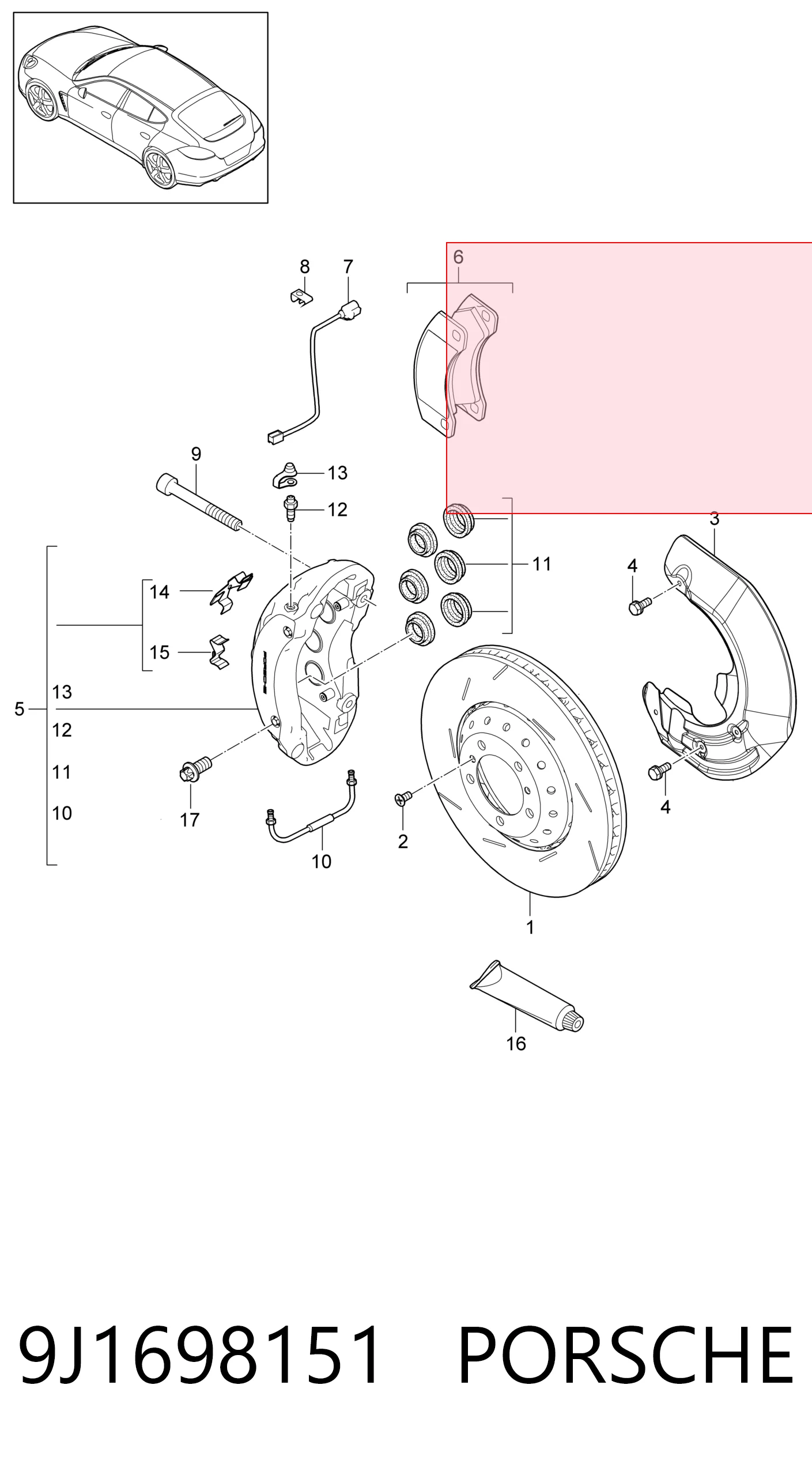 9J1698151 Porsche Передні гальмівні колодки