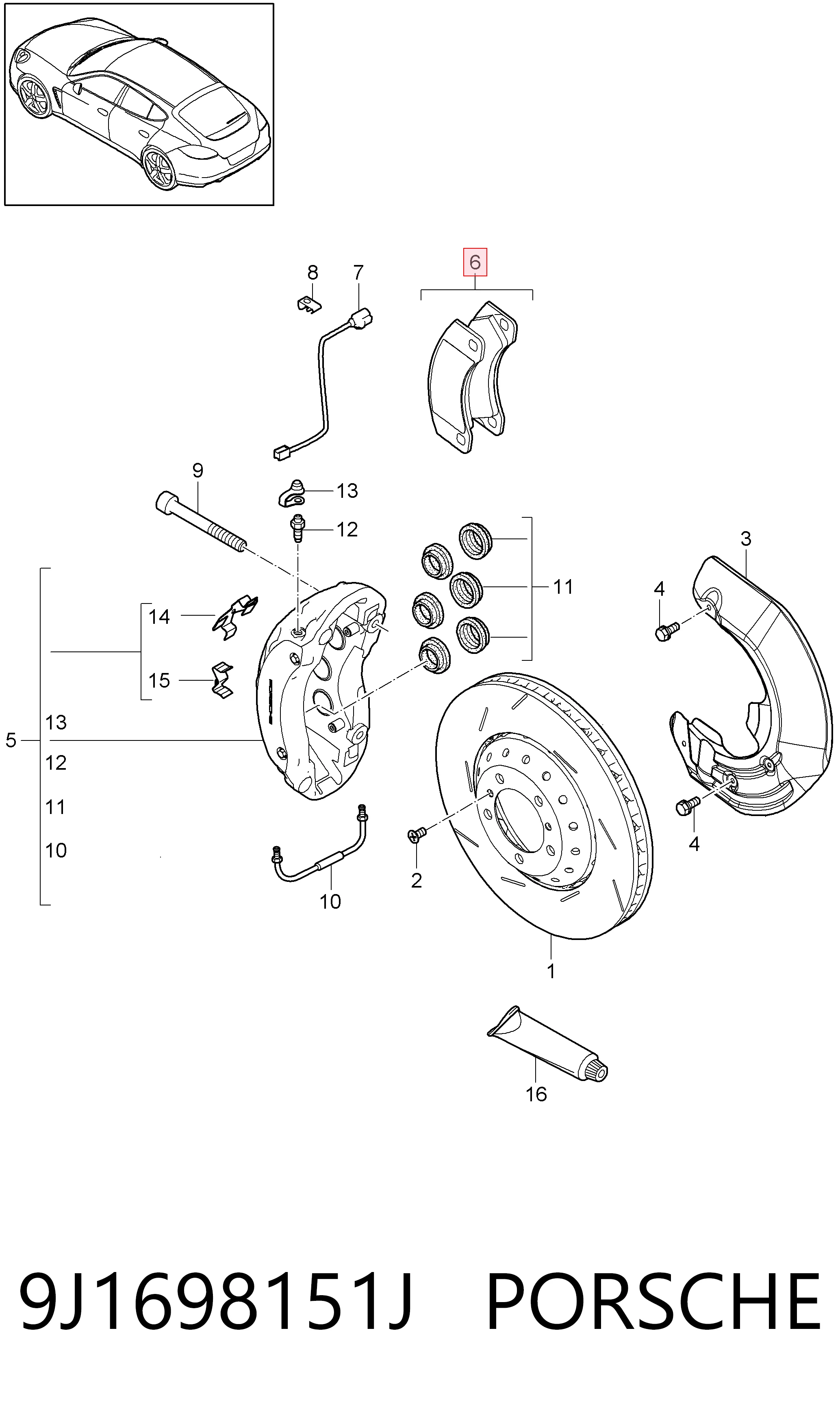 9J1698151J Porsche Передні гальмівні колодки