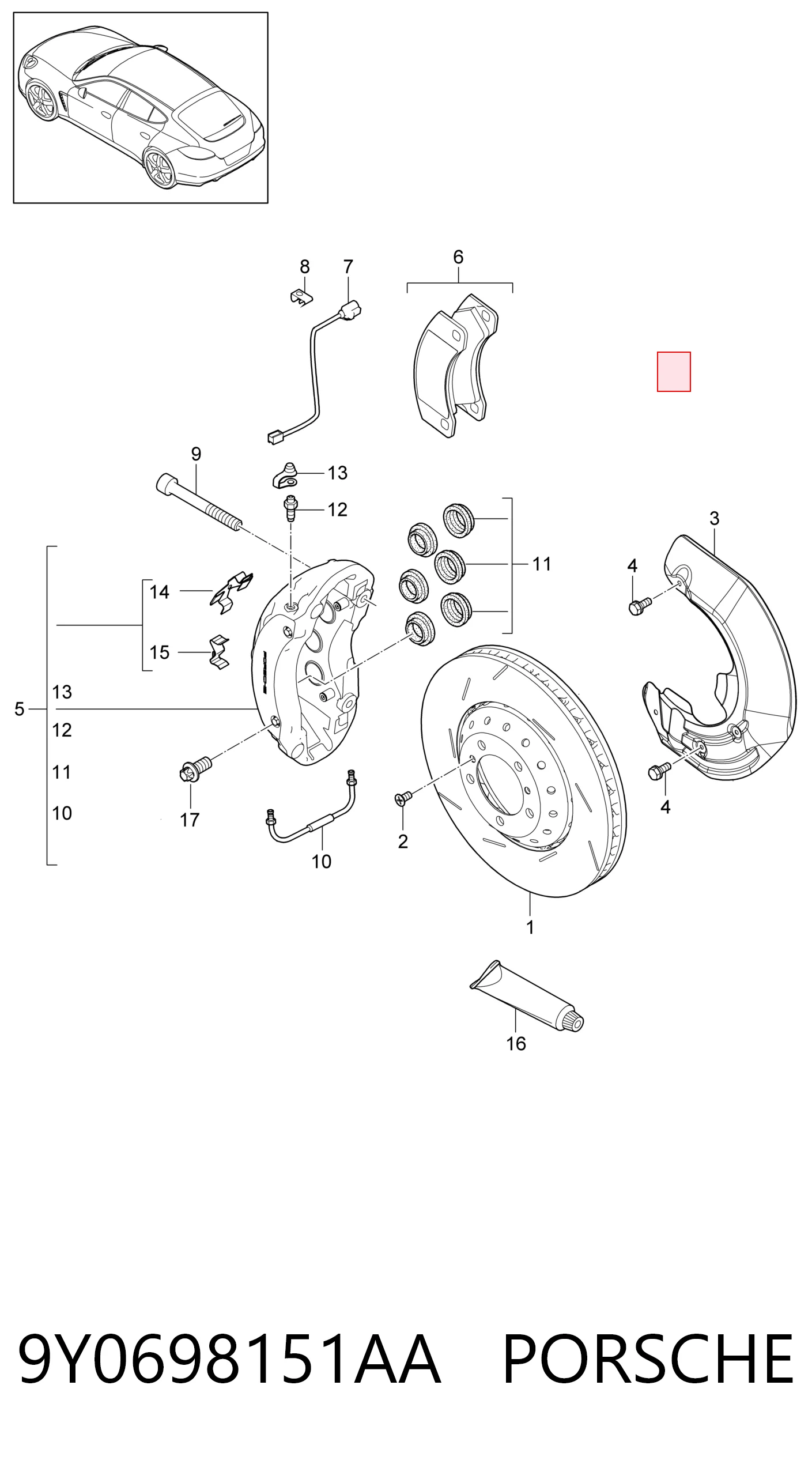 9Y0698151AA Porsche Передні гальмівні колодки