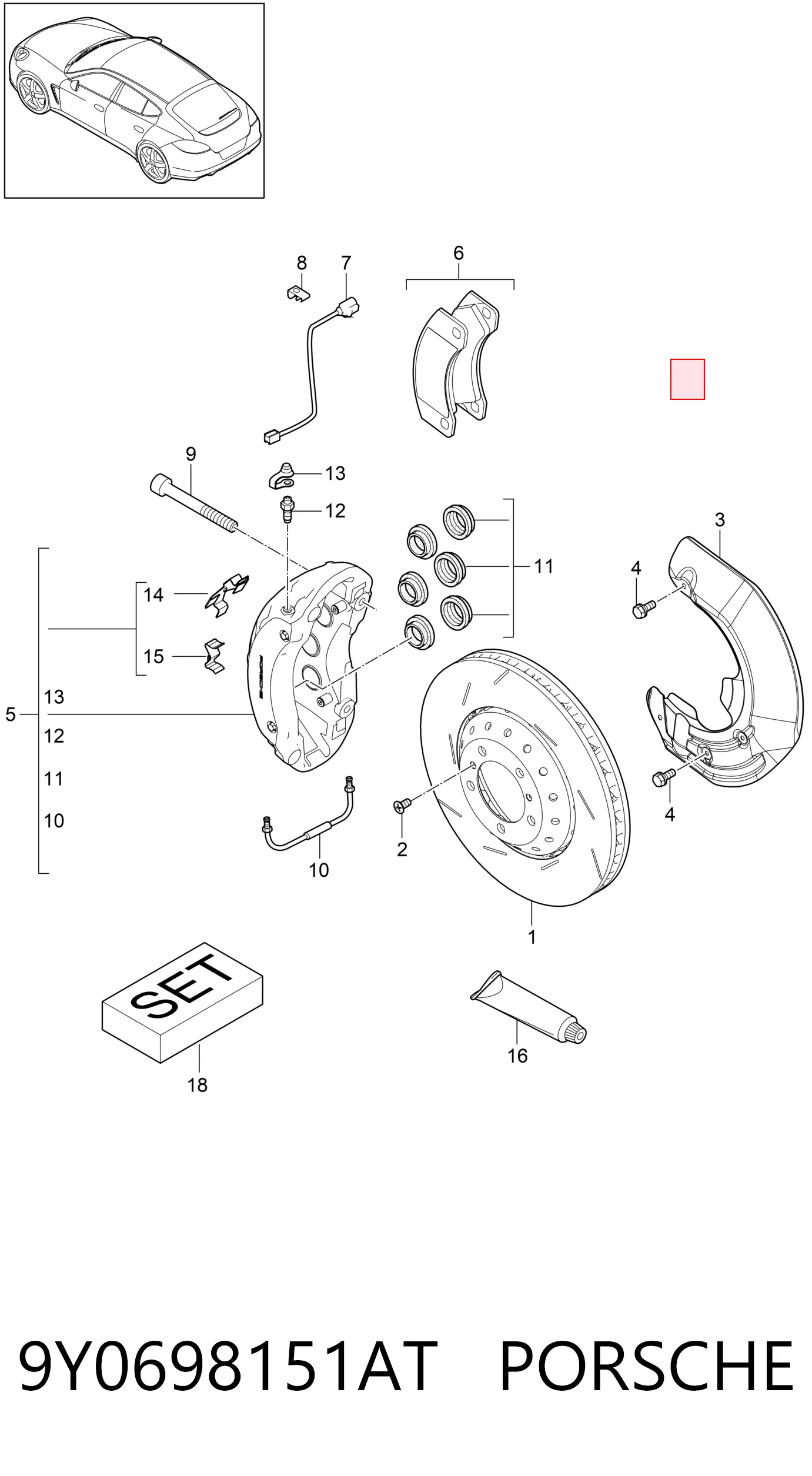 9Y0698151AT Porsche Передні гальмівні колодки