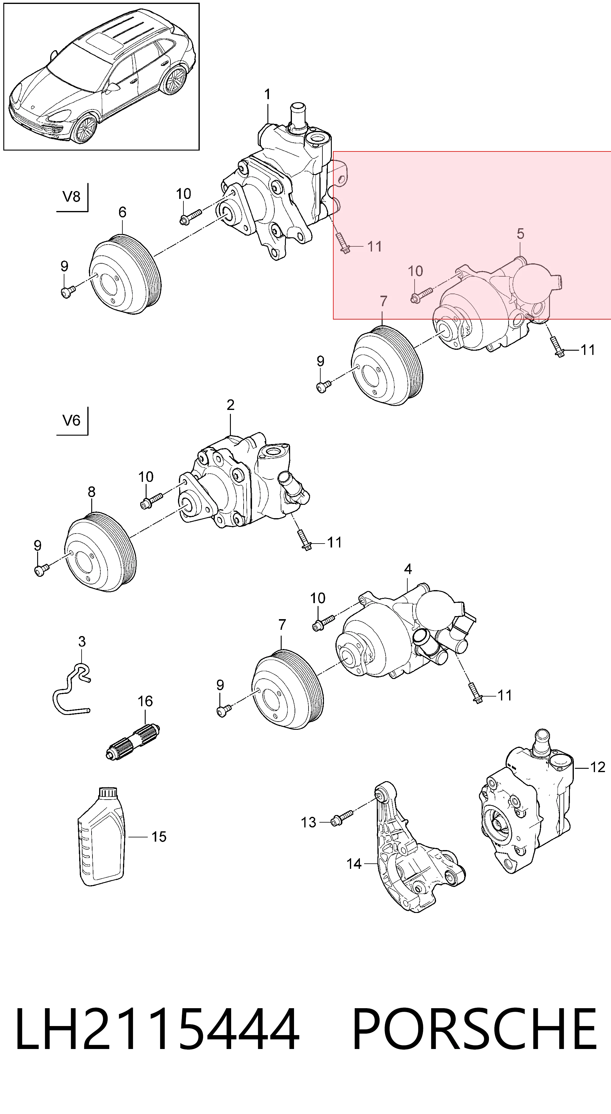 LH2115444 Porsche Насос гідропідсилювача