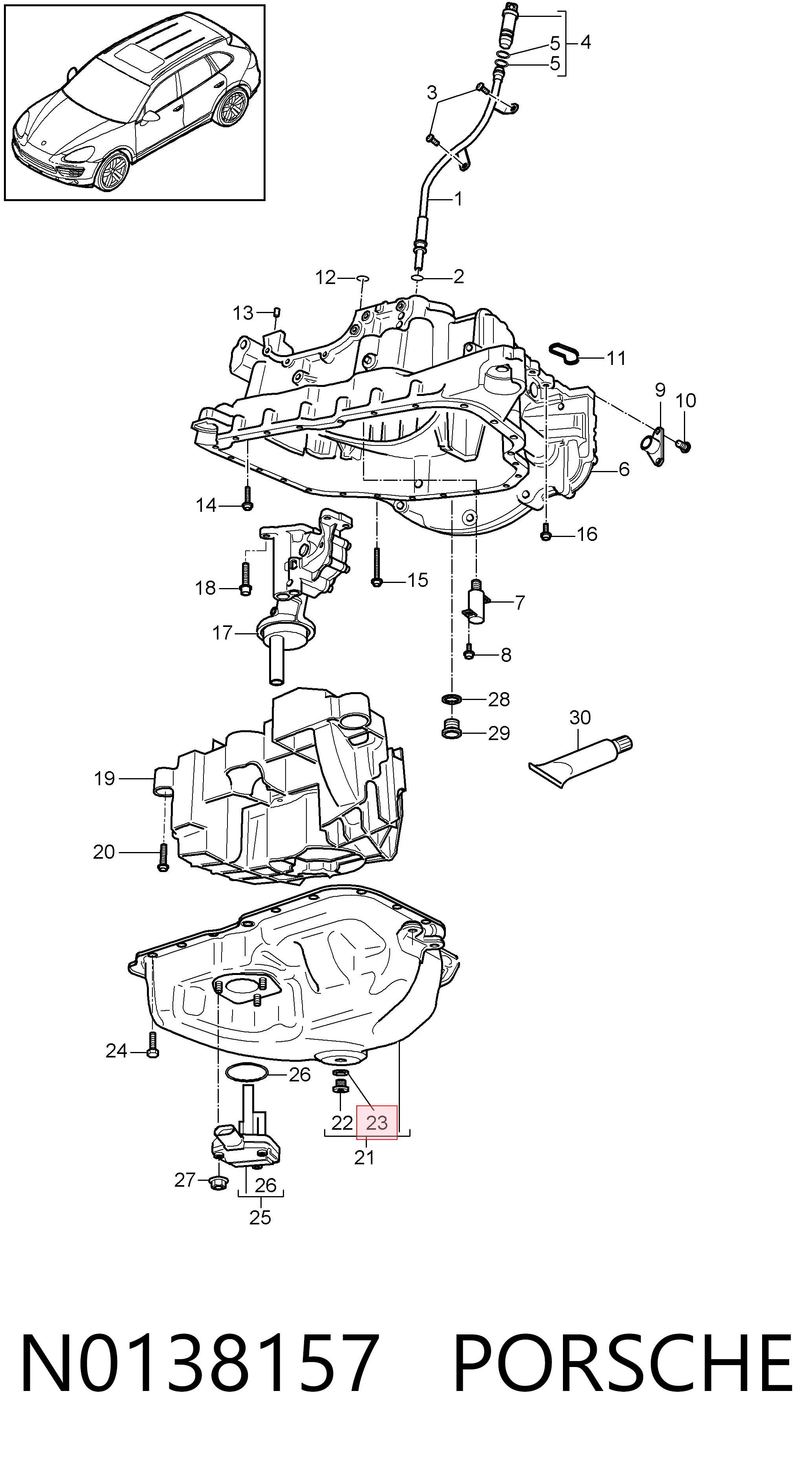 N0138157 Porsche Прокладка пробки піддону двигуна
