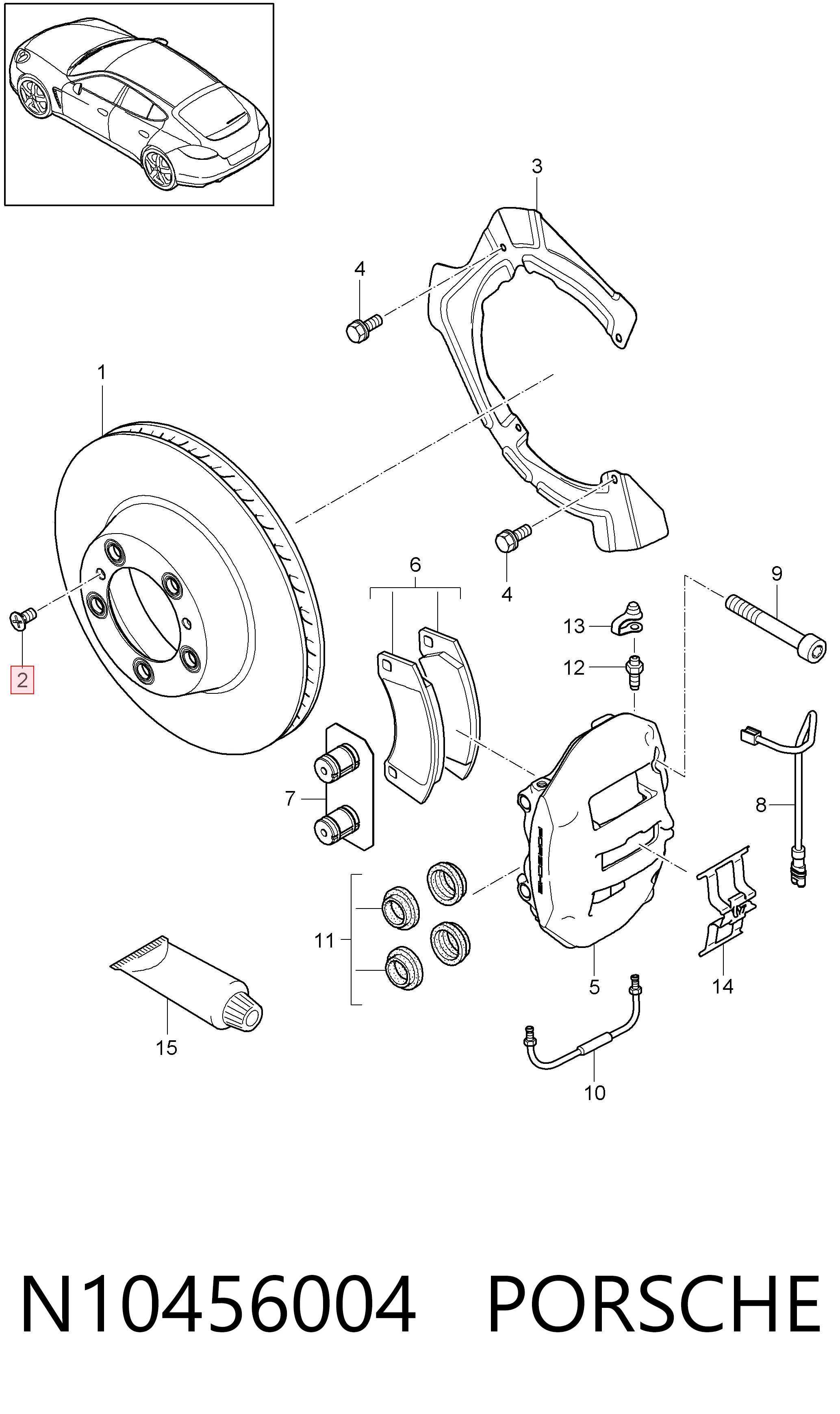 N10456004 Porsche Болт гальмівного диска