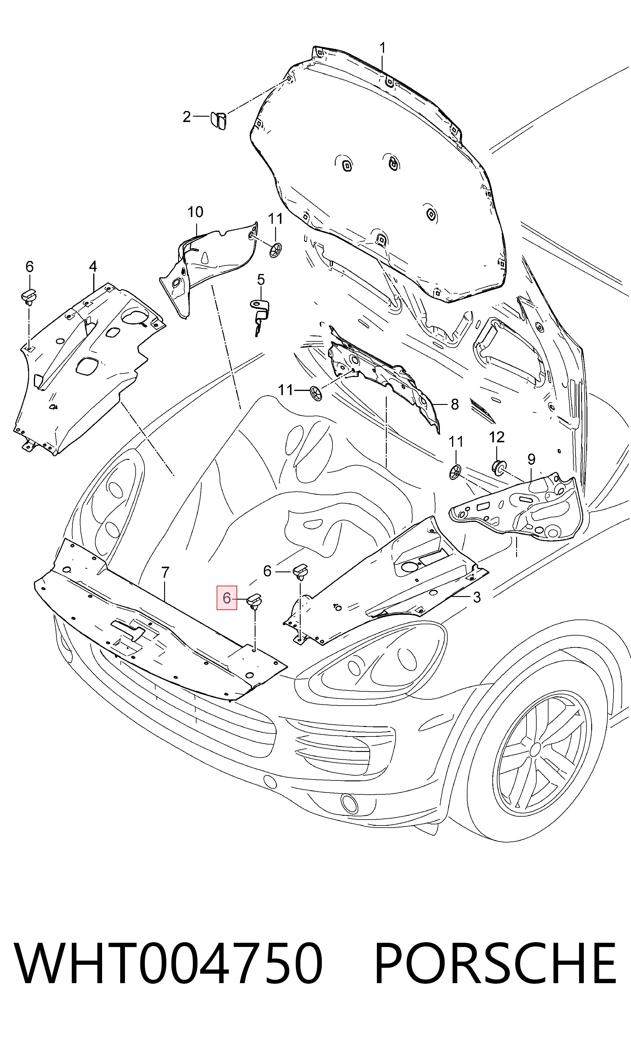 WHT004750 Porsche Пістон (кліп) кріплення підкрилки переднього крила