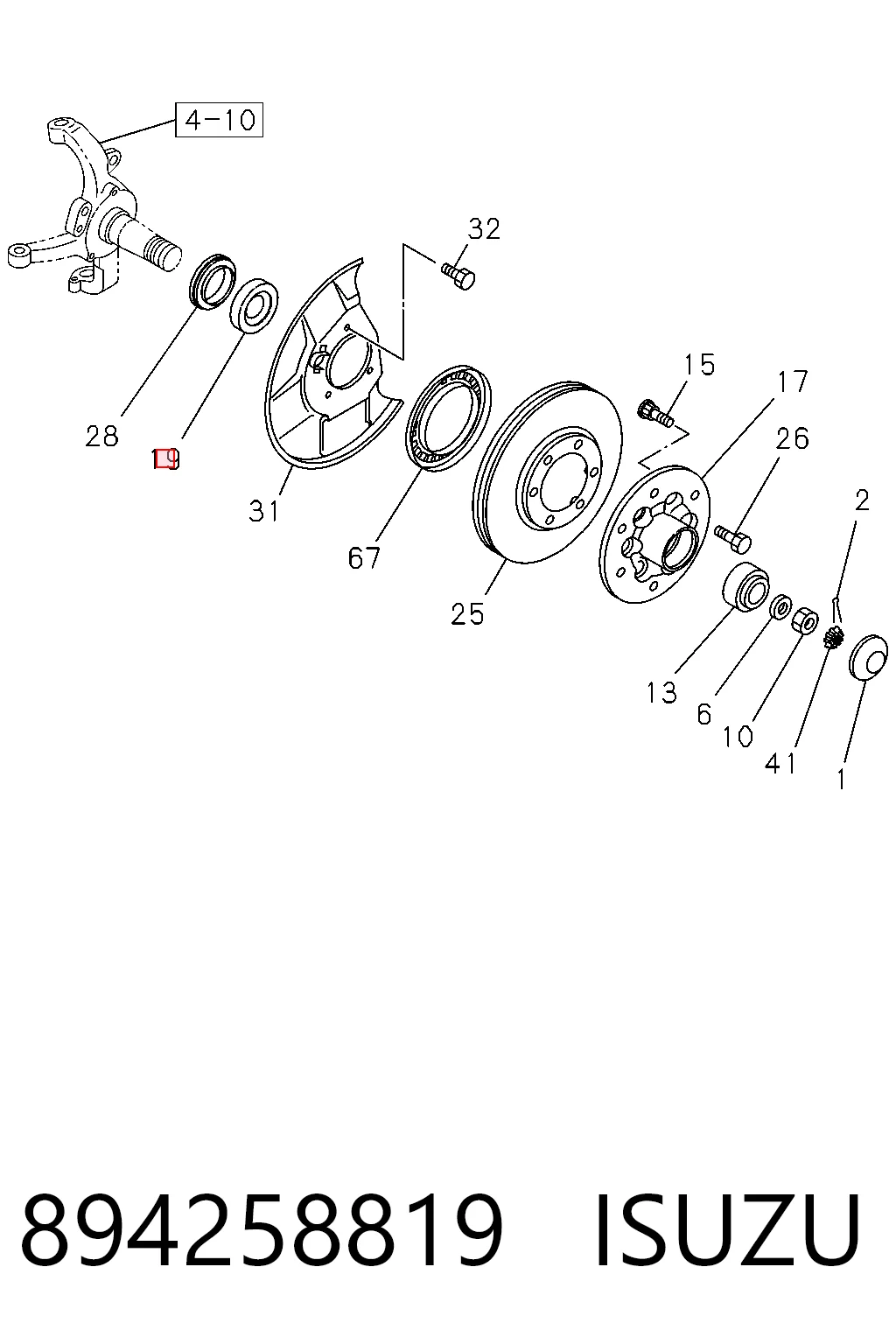 894258819 Isuzu Передній підшипник колеса