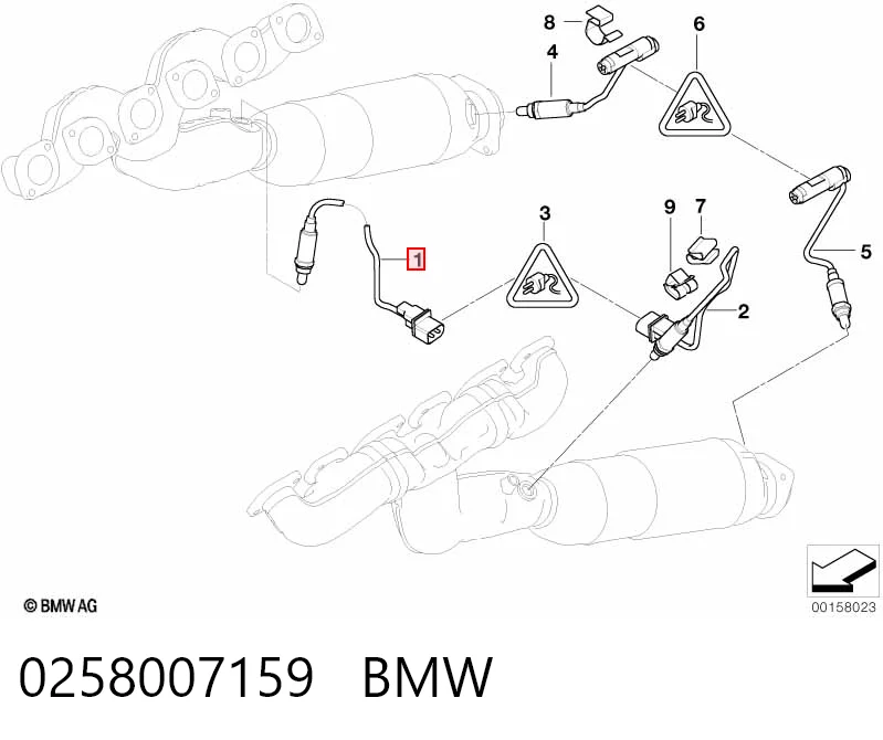 0258007159 BMW Лямбдазонд, датчик кисню до каталізатора, лівий