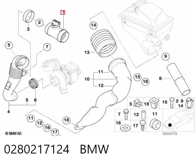 0280217124 BMW Датчик витрати повітря