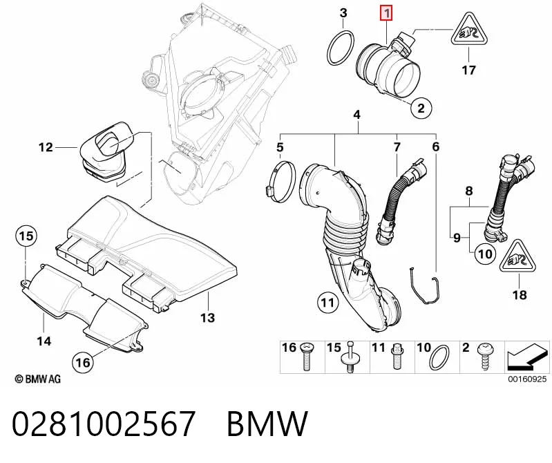 0281002567 BMW Датчик витрати повітря