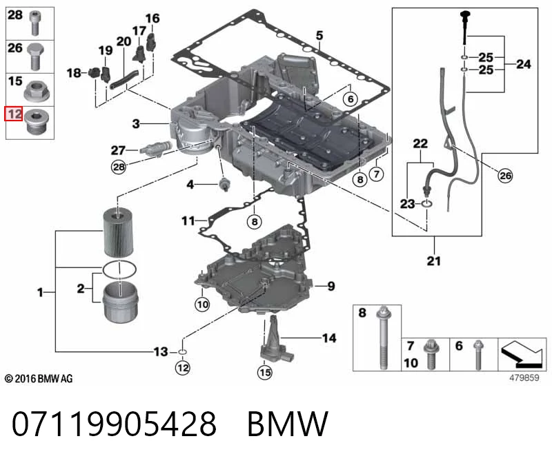 07119905428 BMW Пробка піддона двигуна