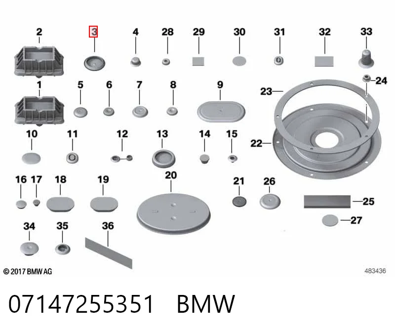 07147255351 BMW Заглушка болта кріплення жабо