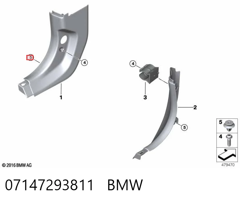 07147293811 BMW Пістон (кліп) кріплення підкрилки переднього крила