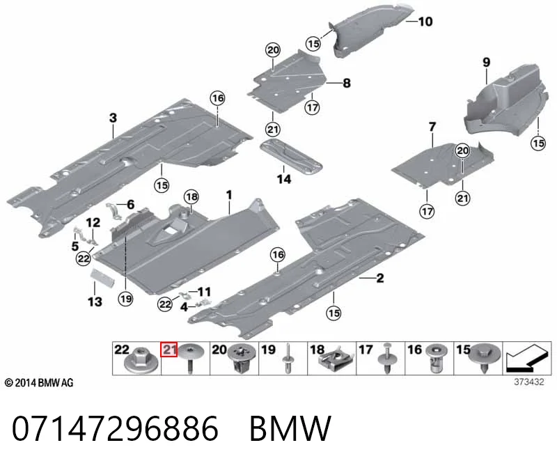 07147296886 BMW Пістон (кліп) кріплення підкрилки переднього крила