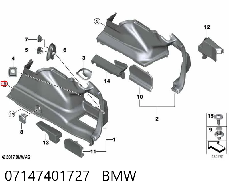 07147401727 BMW Пістон (кліп) кріплення решітки радіатора охолодження