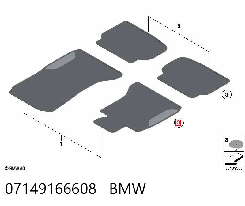 07149166608 BMW Кріплення килимків салонних, комплект