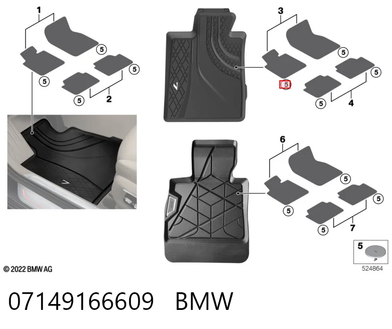 07149166609 BMW Кріплення килимків салонних, комплект