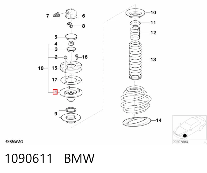 1090611 BMW Кріплення переднього амортизатора