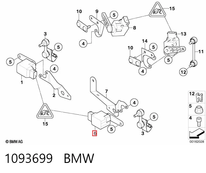 1093699 BMW Датчик рівня положення кузова, передній правий