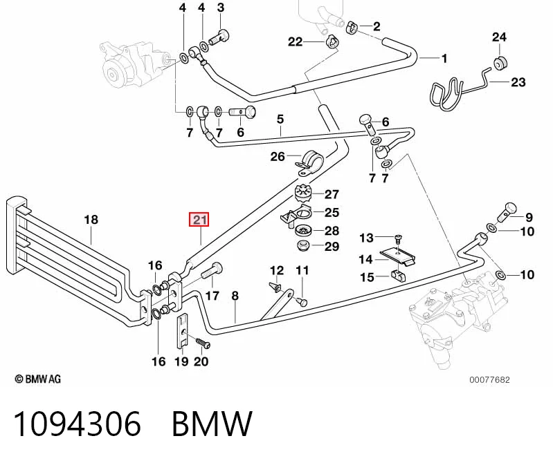 1094306 BMW Шланг ГПК, низького тиску, від радіатора до бачка