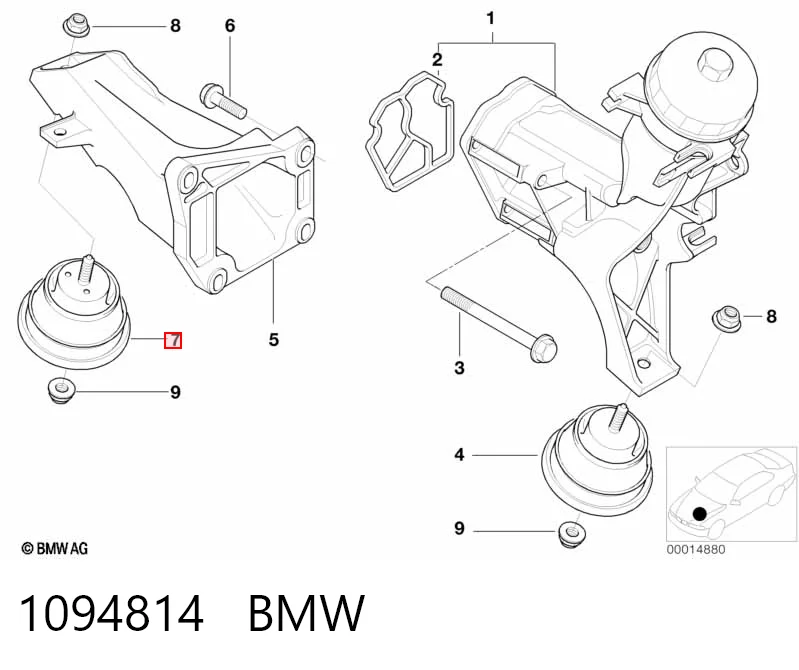 1094814 BMW Права подушка мотора