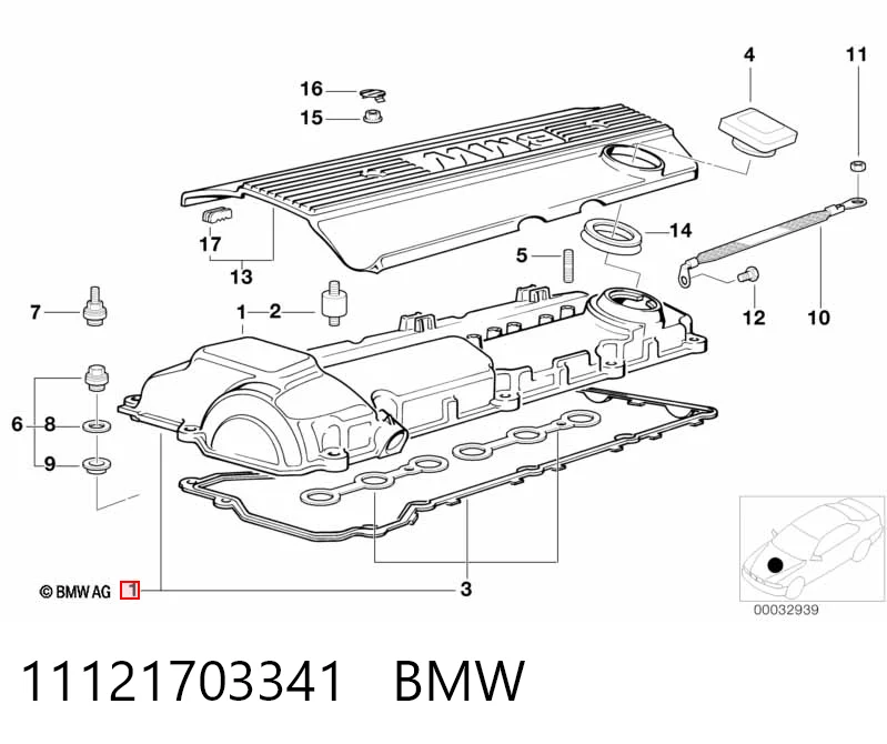 11121703341 BMW Кришка двигуна