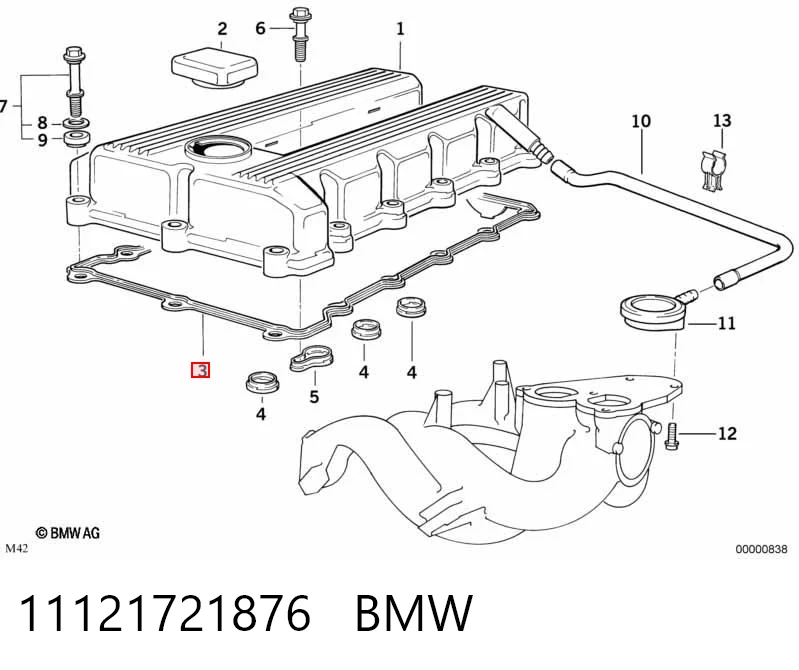 11121721876 BMW Прокладка кришки клапанної 
