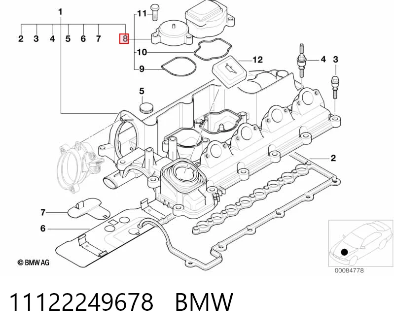 11122249678 BMW Клапан PCV (вентиляції картерних газів)