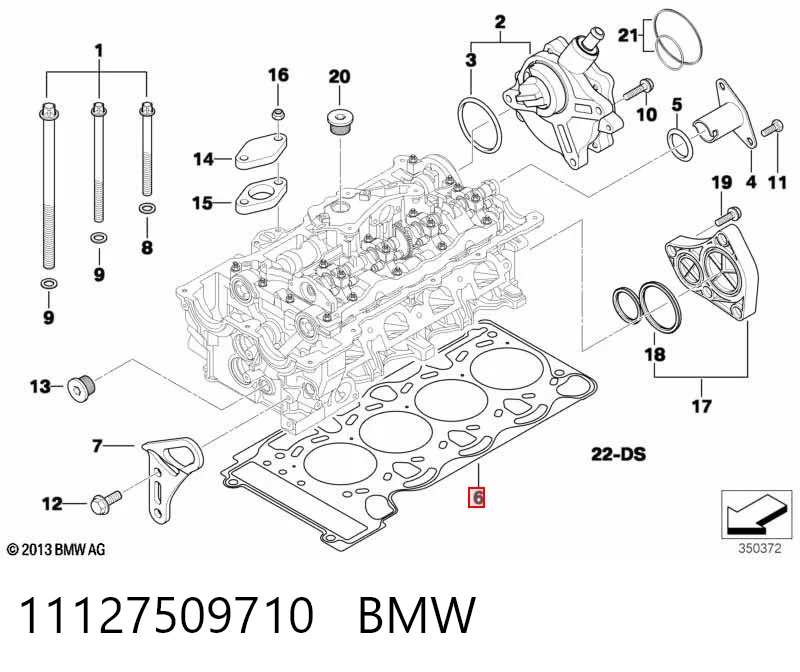 11127509710 BMW Прокладка під головку