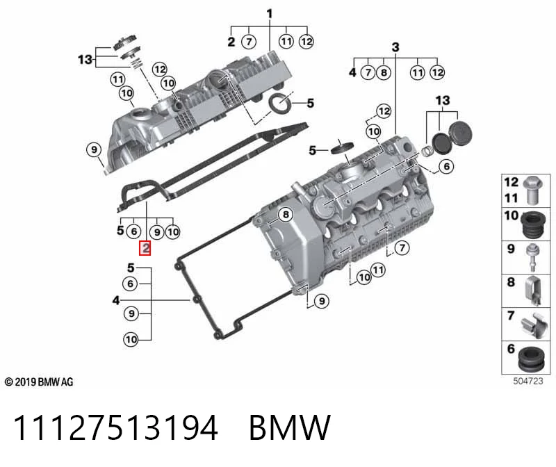 11127513194 BMW Прокладка клапанної кришки, права
