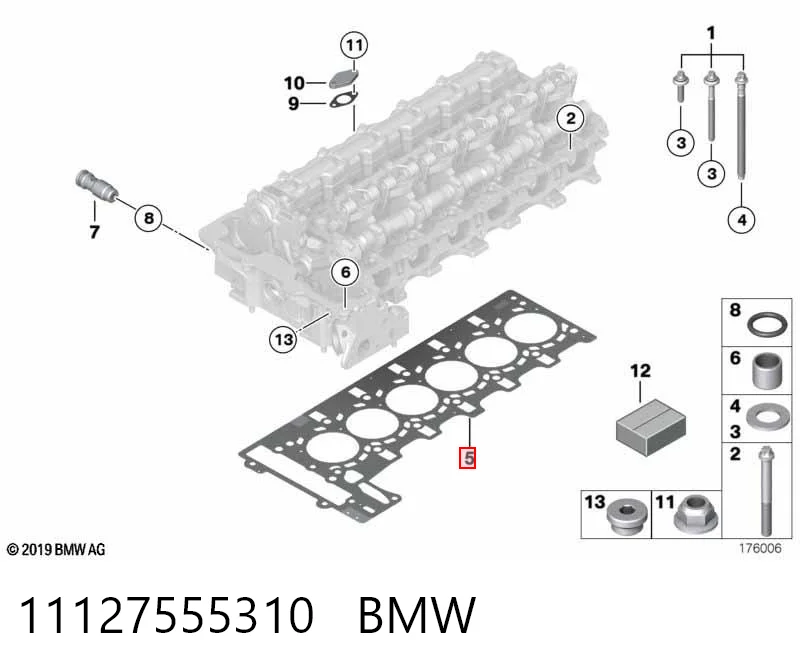 11127555310 BMW Прокладка під головку