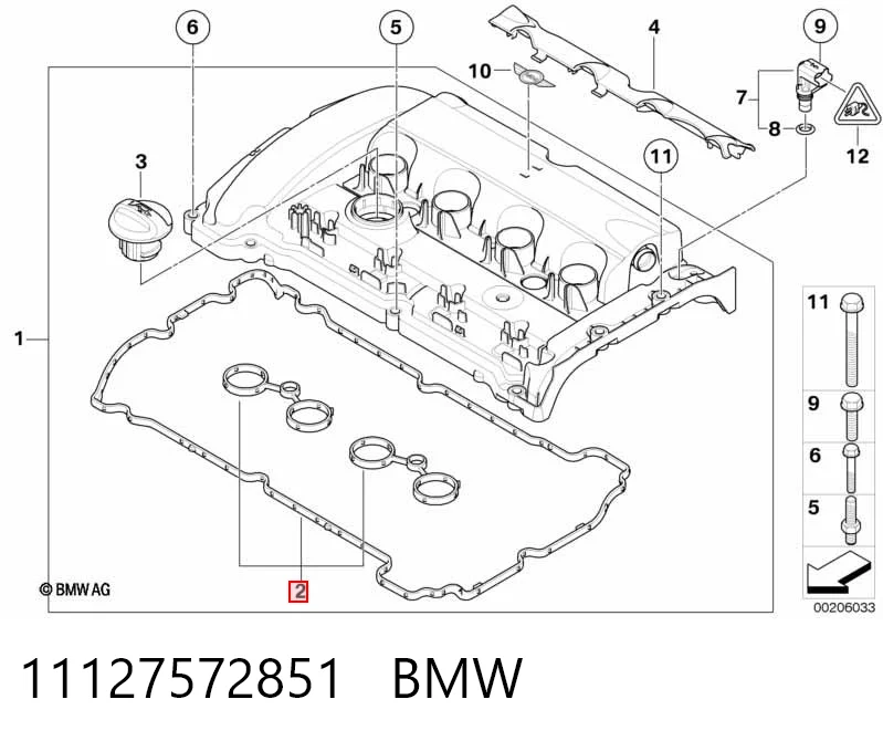 11127572851 BMW Прокладка клапанної кришки двигуна, комплект