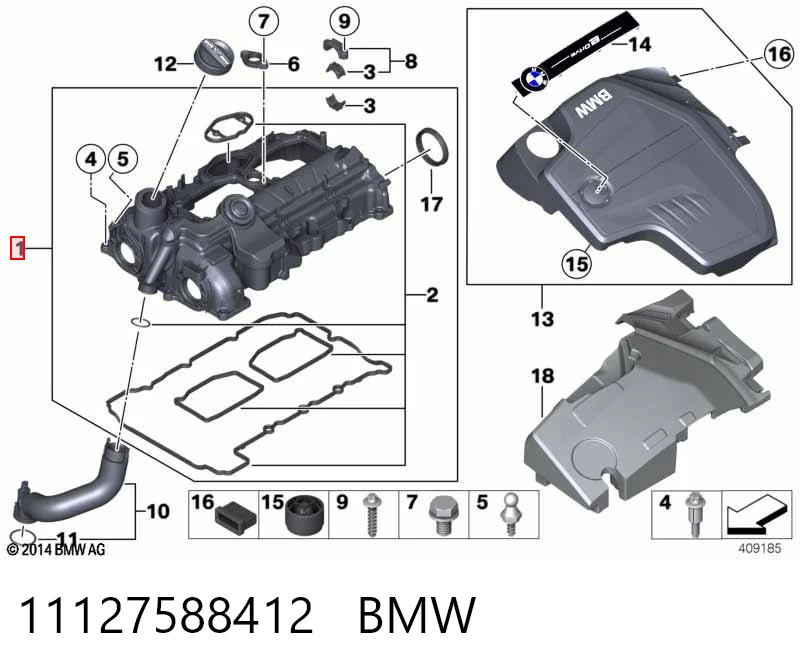 11127588412 BMW Кришка двигуна