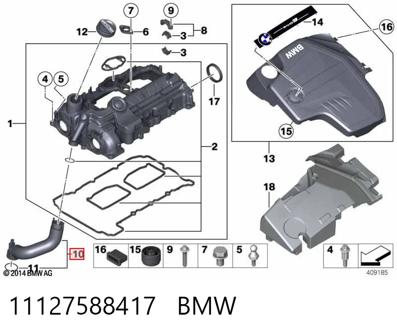 11127588417 BMW Шланг повітряний вентиляції картера