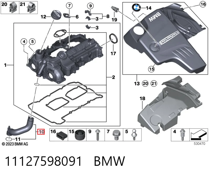 11127598091 BMW Шланг повітряний вентиляції картера