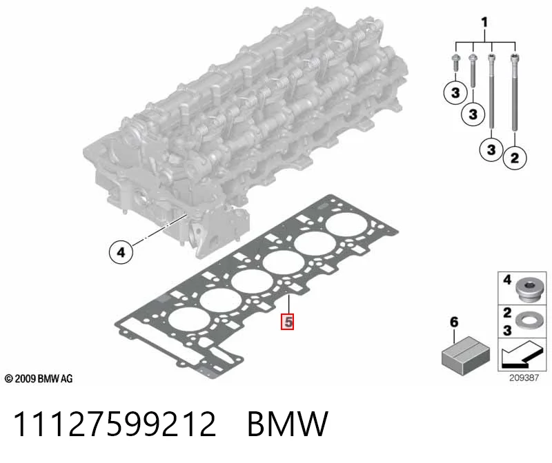 11127599212 BMW Прокладка під головку