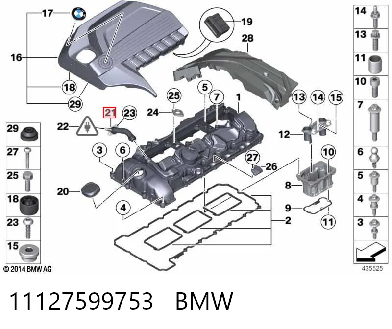 11127599753 BMW Шланг повітряний вентиляції картера