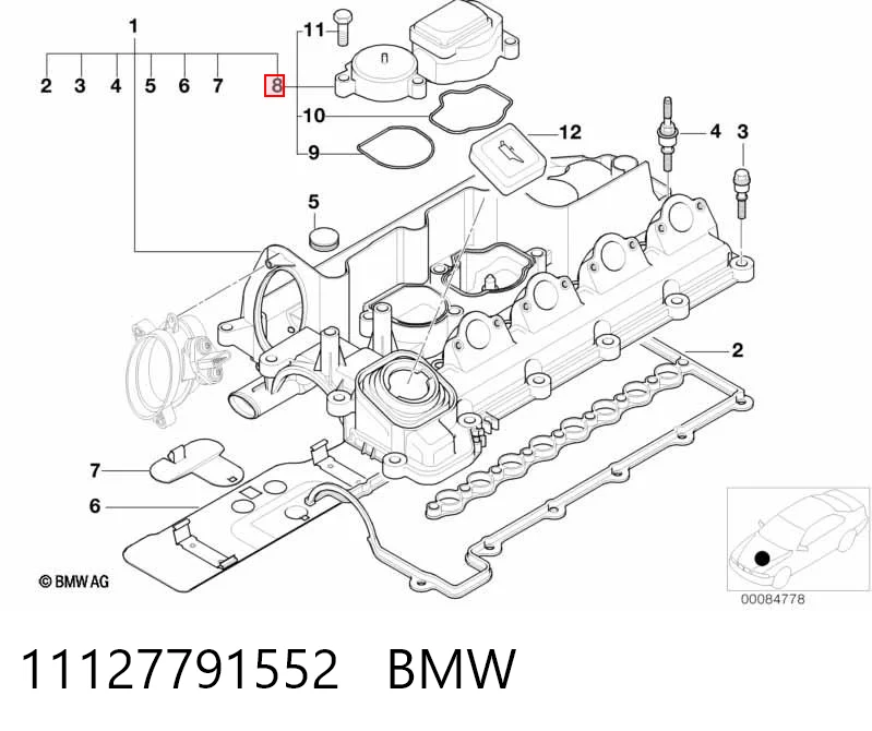 11127791552 BMW Клапан PCV (вентиляції картерних газів)