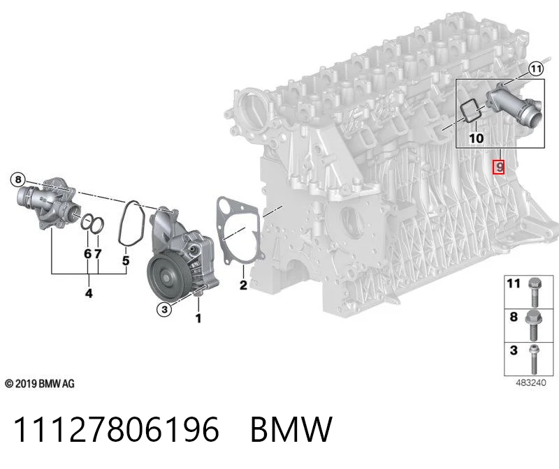 11127806196 BMW Водяний патрубок