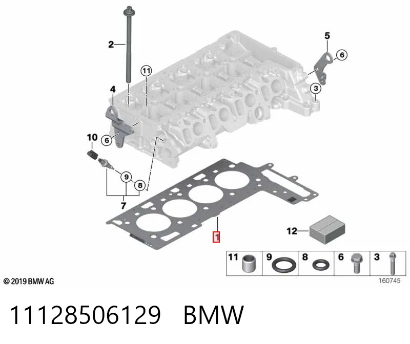 11128506129 BMW Прокладка під головку