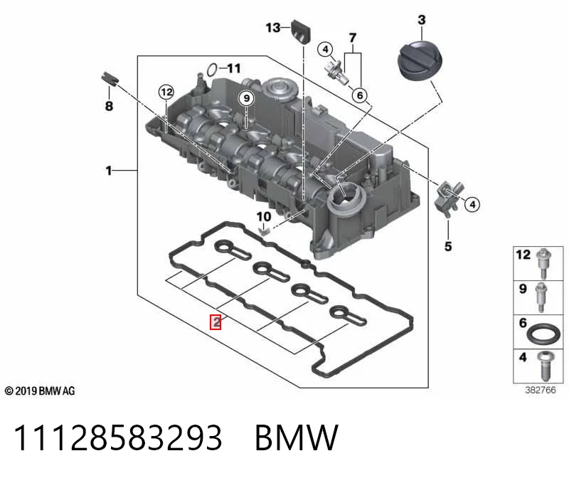 Прокладка клапанної кришки двигуна, комплект 3M105019 AND