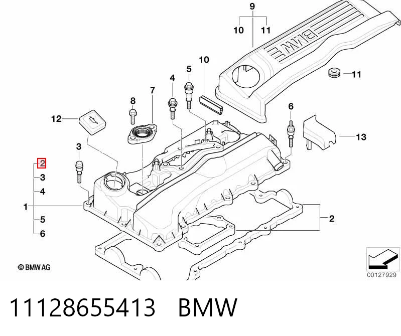 11128655413 BMW Прокладка клапанної кришки двигуна, комплект