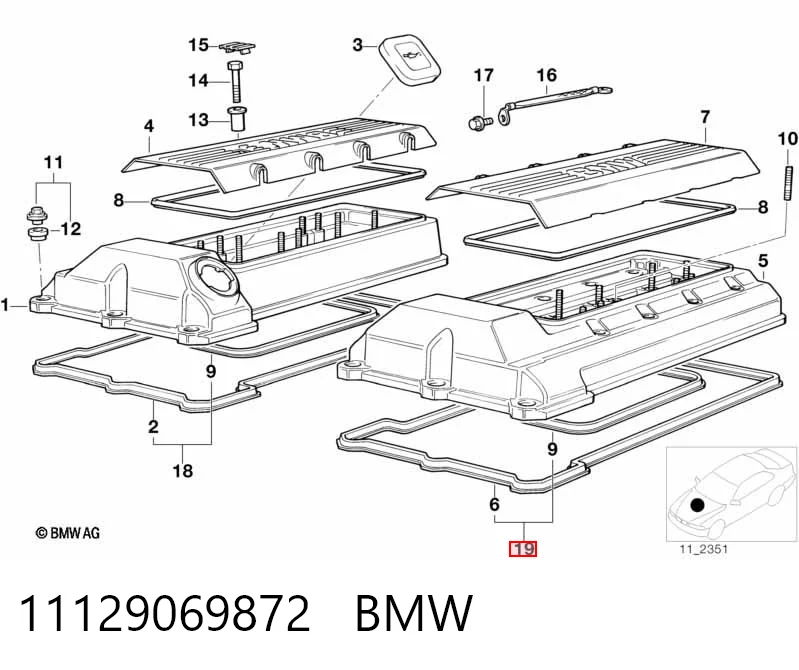 Купити A11129069872 Mercedes Прокладка клапанної кришки двигуна, комплект лівий
