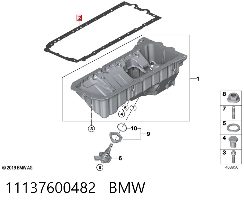 11137600482 BMW Прокладка піддону картера двигуна