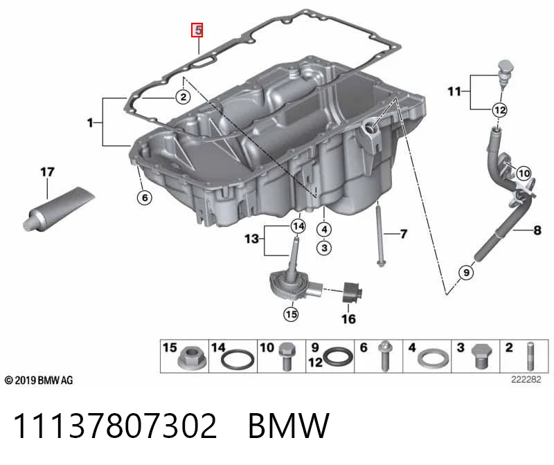11137807302 BMW Прокладка піддону картера двигуна
