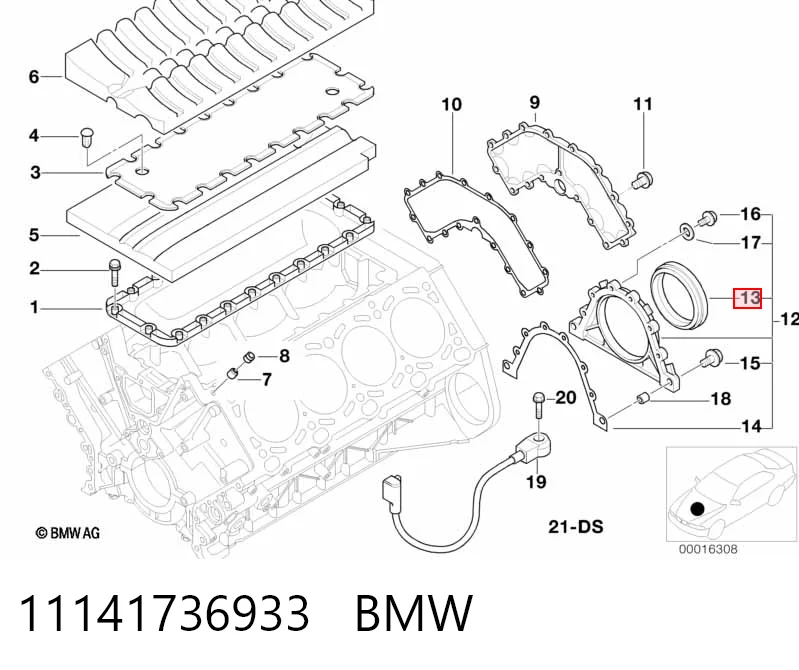 Сальник колінвала двигуна, задній Land Rover LUF000020 ціна, від 23.75 USD