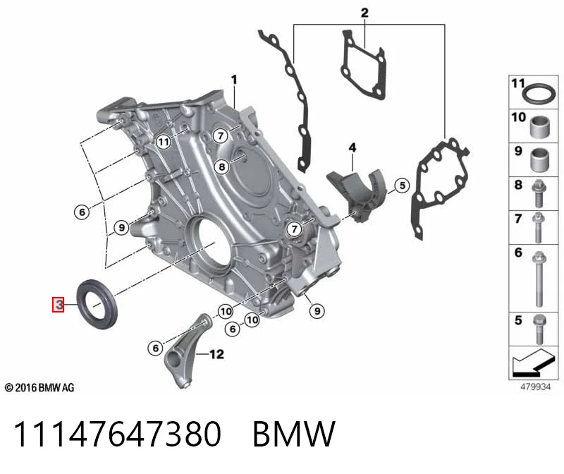 11147647380 BMW Сальник колінчастого валу
