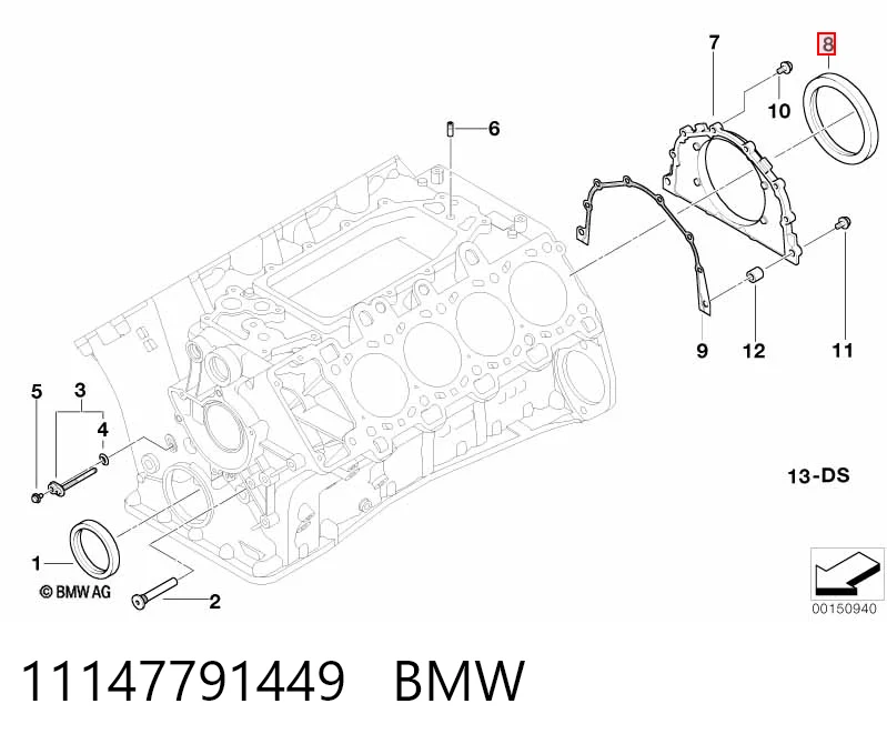 Купити Сальник колінвала задній BMW 3  E90