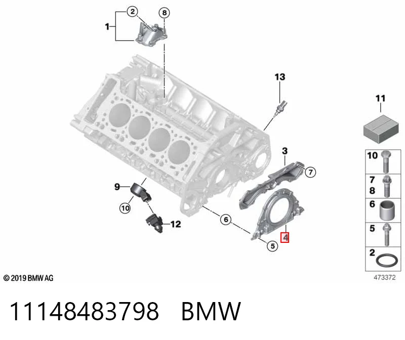 11148483798 BMW Сальник коленвала корінний