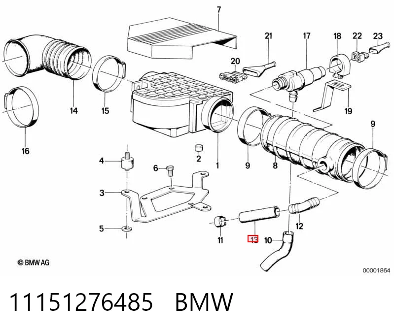 Шланг повітряний вентиляції картера на BMW 5  E28