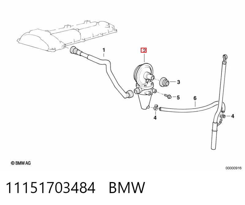 11151703484 BMW Клапан PCV (вентиляції картерних газів)